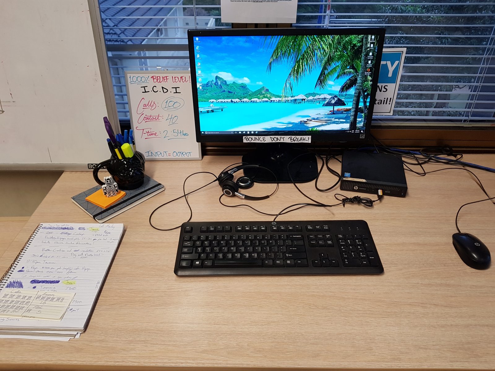 Lachie's cold-calling desk