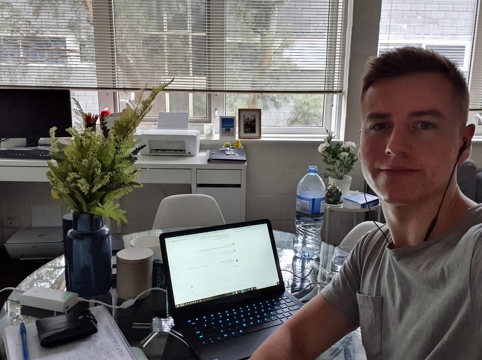 Lachie building his agency from a table at home