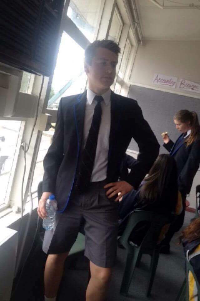Lachie in his school uniform